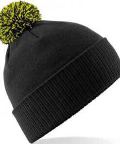 Alternative view of Personalised Black/Lime Green Contrast PomPom Beanie