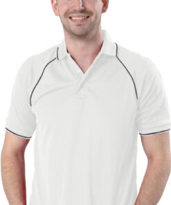 Alternative view of Personalised White/Graphite Grey Piped Polo Shirt
