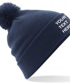 Personalised Navy Blue PomPom Beanie
