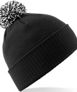 Alternative view of Personalised Black/White Contrast PomPom Beanie