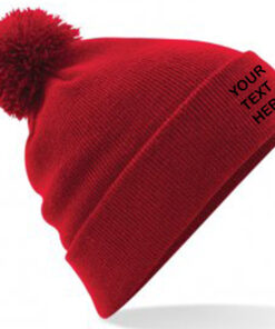 Alternative view of Personalised Classic Red PomPom Beanie