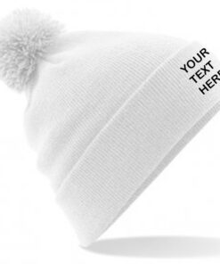 Personalised White PomPom Beanie