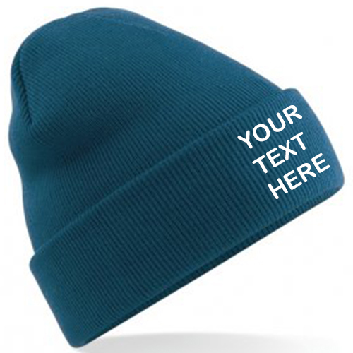 Personalised Petrol Blue Classic Beanie