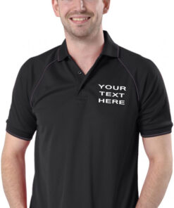 Personalised Black/Graphite Piped Polo Shirt
