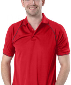 Alternative view of Personalised Red/Graphite Grey Piped Polo Shirt