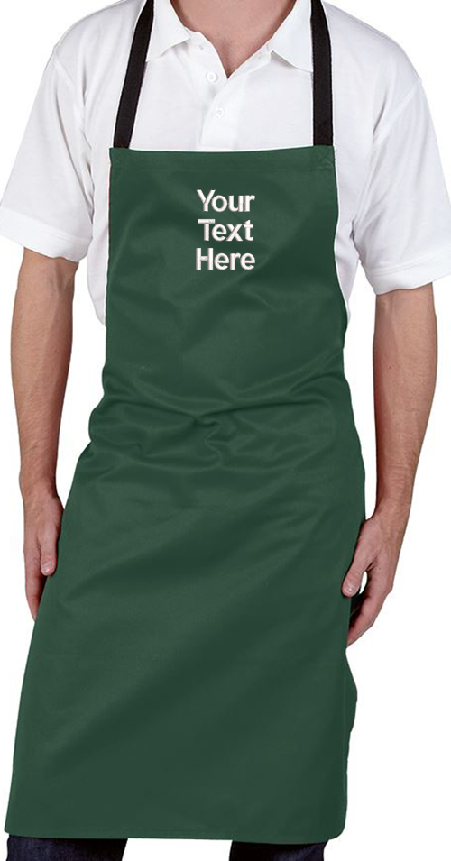 Personalised Bottle Green Bib Apron - No Pocket