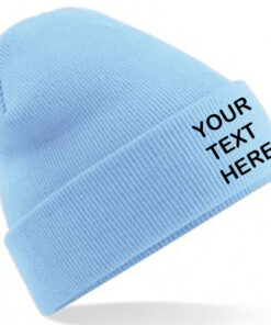 Personalised Sky Blue Classic Beanie