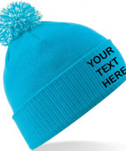 Personalised Surf Blue/White Contrast PomPom Beanie