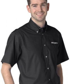 Embroidered SECURITY Black Short Sleeve Oxford Shirt