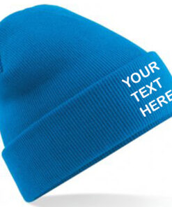 Personalised Sapphire Blue Classic Beanie