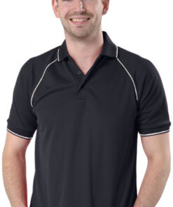 Alternative view of Personalised Navy Blue/White Piped Polo Shirt