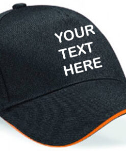 Personalised Black/Orange Ultimate 5 Panel Cap