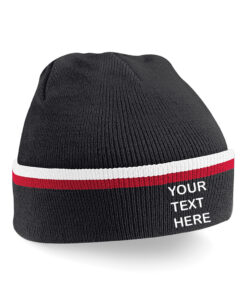 Personalised Black/Red/White Teamwear Beanie
