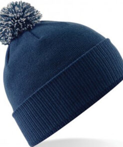 Alternative view of Personalised Navy Blue/Grey Contrast PomPom Beanie