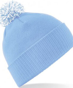 Alternative view of Personalised Sky Blue/White Contrast PomPom Beanie