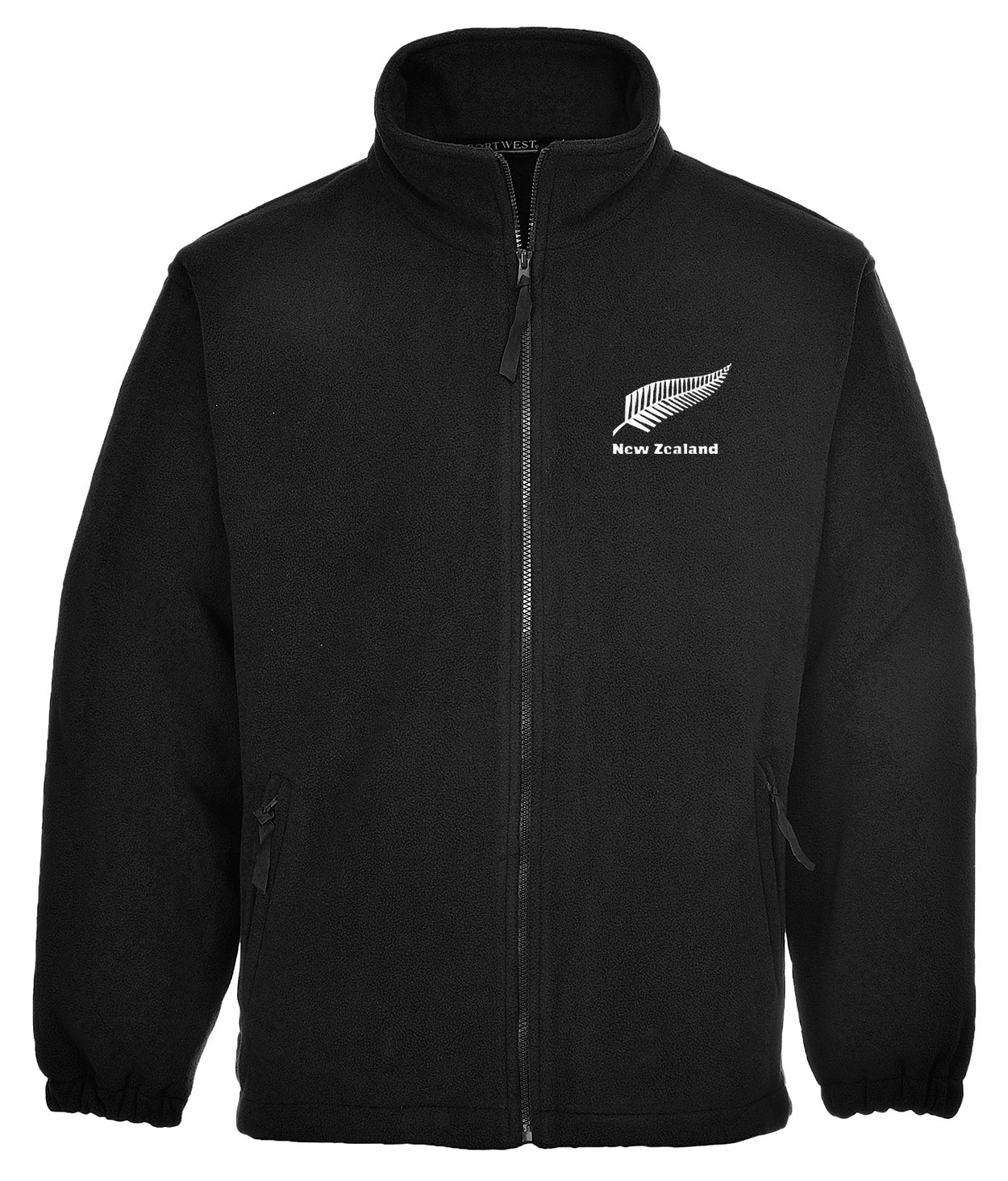 Embroidered New Zealand Full Zip Black Fleece