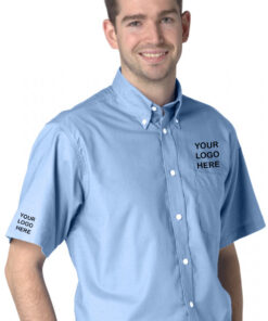 Personalised Sky Blue Short Sleeve Oxford Shirt