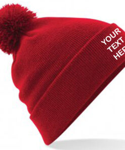Personalised Classic Red PomPom Beanie