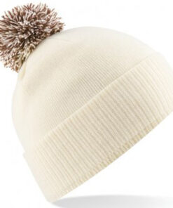 Alternative view of Personalised Off White/Mocha Contrast PomPom Beanie