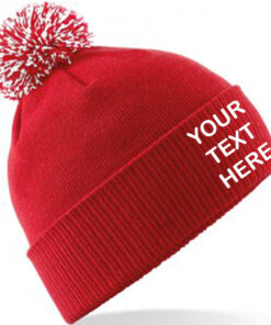 Alternative view of Personalised Red/White Contrast PomPom Beanie