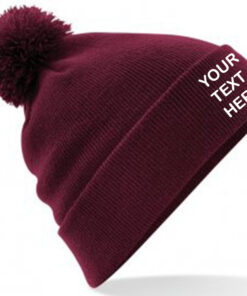 Personalised Burgundy PomPom Beanie