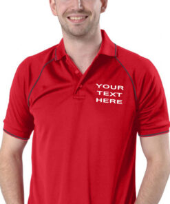 Personalised Red/Graphite Grey Piped Polo Shirt