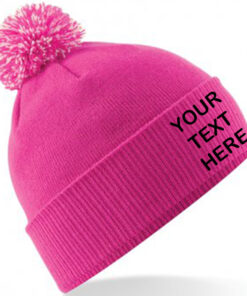 Personalised Fuchsia Pink/White Contrast PomPom Beanie
