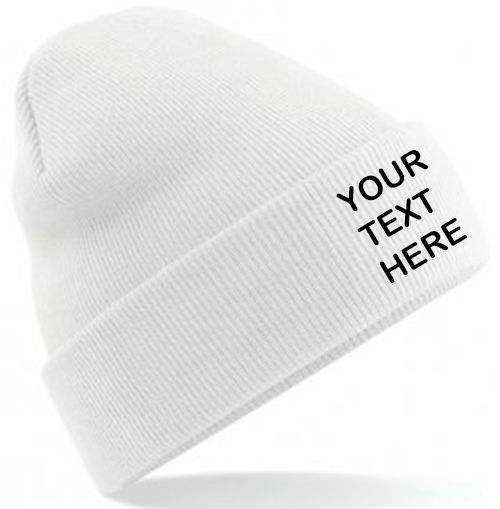 Personalised White Classic Beanie