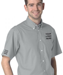 Personalised Silver Grey Short Sleeve Oxford Shirt