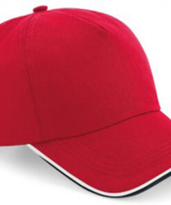 Alternative view of Personalised Red/White/Black Piped Cap