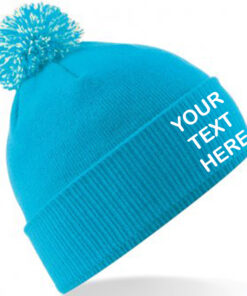 Alternative view of Personalised Surf Blue/White Contrast PomPom Beanie