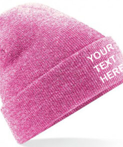 Personalised Heather Grey/Pink Classic Beanie