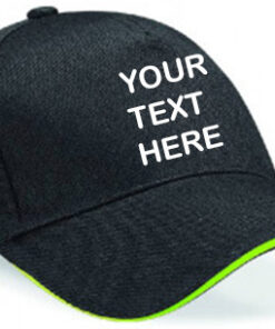Personalised Black/Lime Green Ultimate 5 Panel Cap