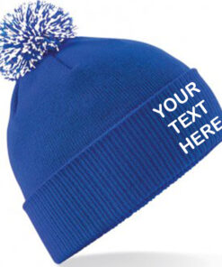 Alternative view of Personalised Royal Blue/White Contrast PomPom Beanie
