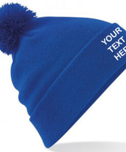 Alternative view of Personalised Bright Royal Blue PomPom Beanie