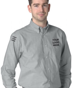 Personalised Silver Grey Long Sleeve Oxford Shirt