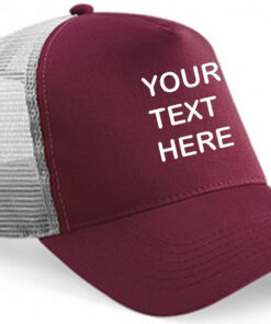 Personalised Burgundy/Grey Trucker Cap