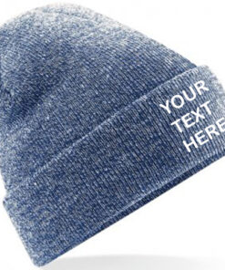 Personalised Heather Grey/Navy Blue Classic Beanie